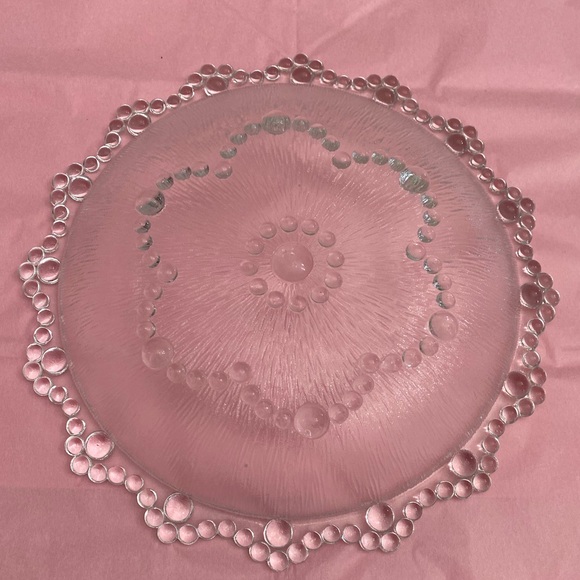 EUC Vtg Masserini Barocca Bubble and Textured Glass Dish Flower Shape on Bottom - Picture 6 of 13